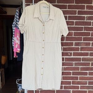 L.L. Bean Beige Cotton Shirt dress short sleeve